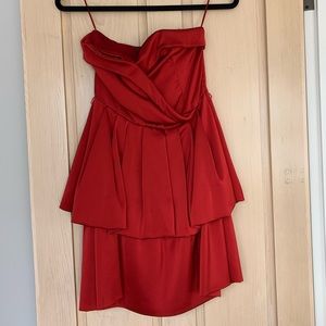 Eva Franco anthropologie strapless red dress